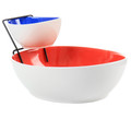 Gibson Home Crenshaw 3 Piece Hand Painted Stoneware Chip and Dip Set with Metal Rack-view-8