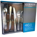 Gibson Home Hammered 46 Piece Flatware Set with Wire Caddy