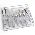 Gibson Home Hammered 46 Piece Flatware Set with Wire Caddy