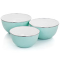 Martha Stewart 6 Piece Enamel Mixing Bowl and Lid Set in Turquoise