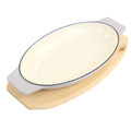 Martha Stewart Enameled Cast Iron 2 Piece Au Gratin Birch Wood Trivet Set-view-8