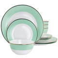 Martha Stewart Gold Rimmed 12 Piece Fine Ceramic Dinnerware Set