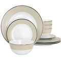 Martha Stewart Gold Rimmed 12 Piece Fine Ceramic Dinnerware Set