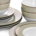 Martha Stewart Gold Rimmed 12 Piece Fine Ceramic Dinnerware Set