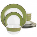 Martha Stewart Gold Rimmed 12 Piece Fine Ceramic Dinnerware Set