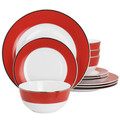 Martha Stewart Gold Rimmed 12 Piece Fine Ceramic Dinnerware Set