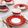 Martha Stewart Gold Rimmed 12 Piece Fine Ceramic Dinnerware Set