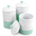 Martha Stewart Stoneware Canister and Lid 3 Piece Set in Blue and White