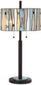 Metal lamp with art glass shade table lamp