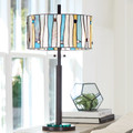 Metal lamp with art glass shade table lamp