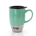 Mr. Coffee Couplet Pastel 3 Piece 15 Ounce Stoneware and Stainless Steel Travel Cups in Assorted Colors