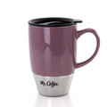 Mr. Coffee Couplet Pastel 3 Piece 15 Ounce Stoneware and Stainless Steel Travel Cups in Assorted Colors