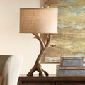 Poly faux beach wood table lamp