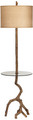 Poly faux beach wood with glass tray floor lamp