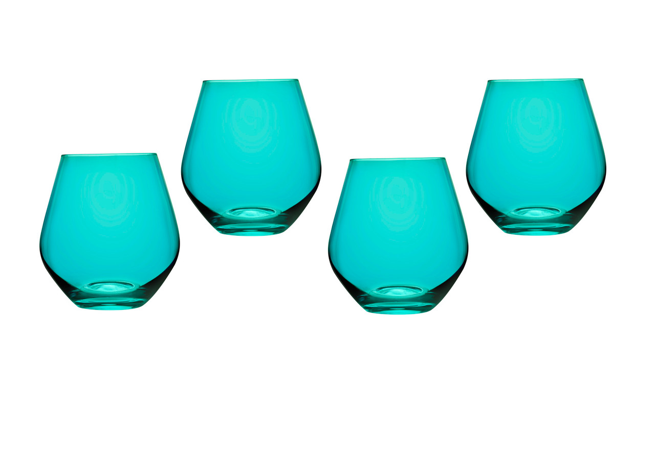 Multicolored Stemless Wine Glasses, Set of 4