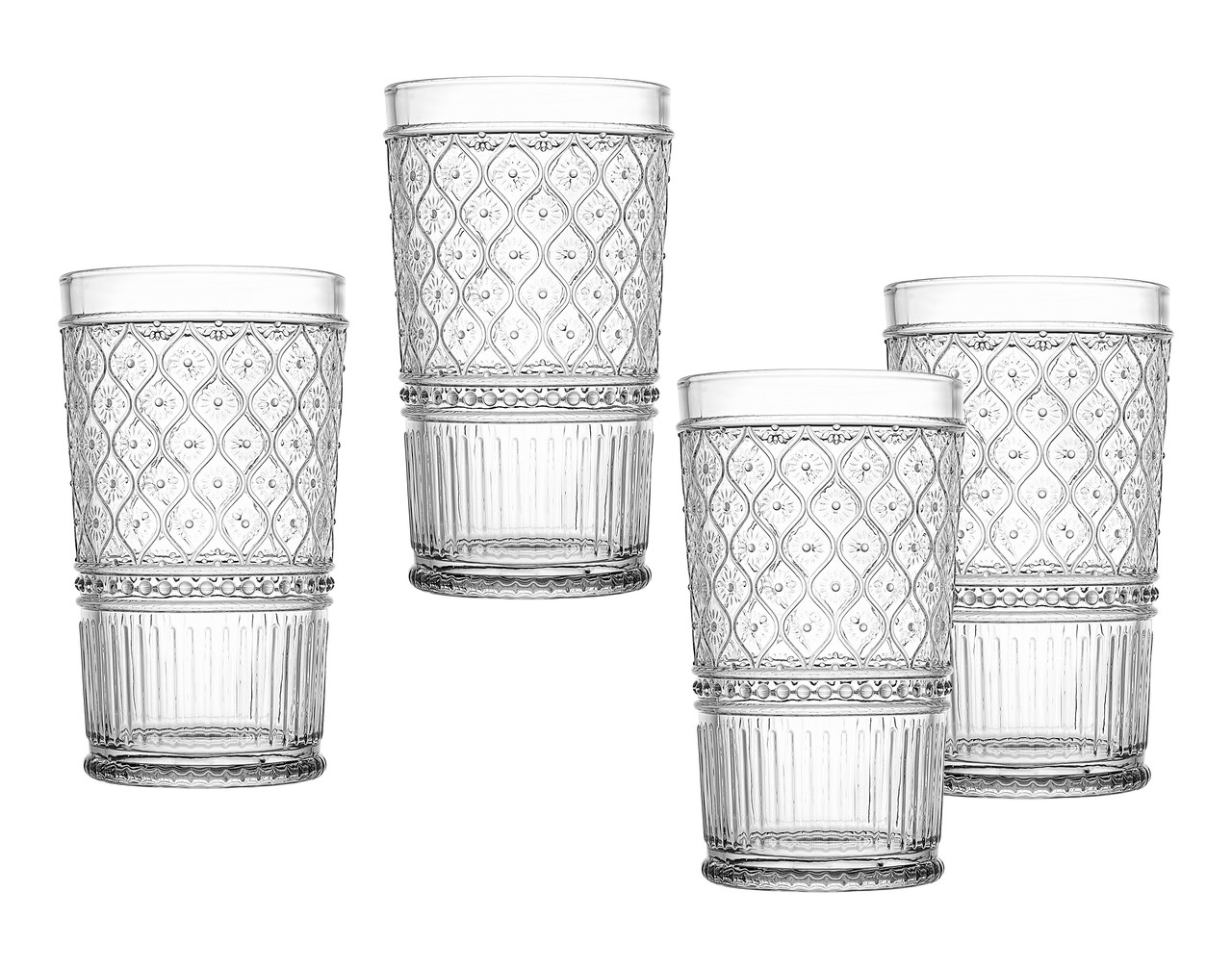 Laramie - Hand Cut - Highball Glasses - Set of Four