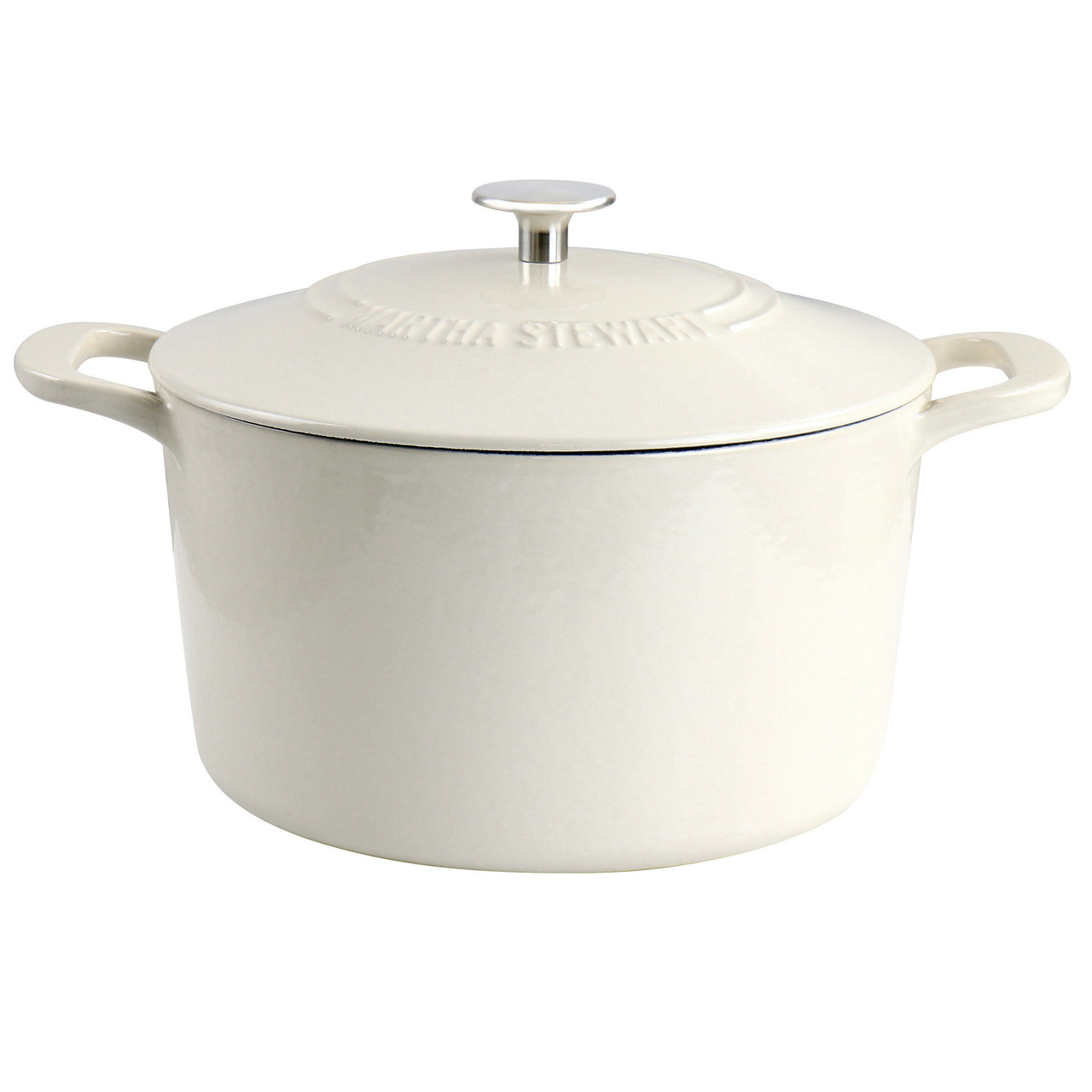 Martha Stewart Enameled Cast Iron 7 Quart Dutch Oven with Lid in Cream in  2023