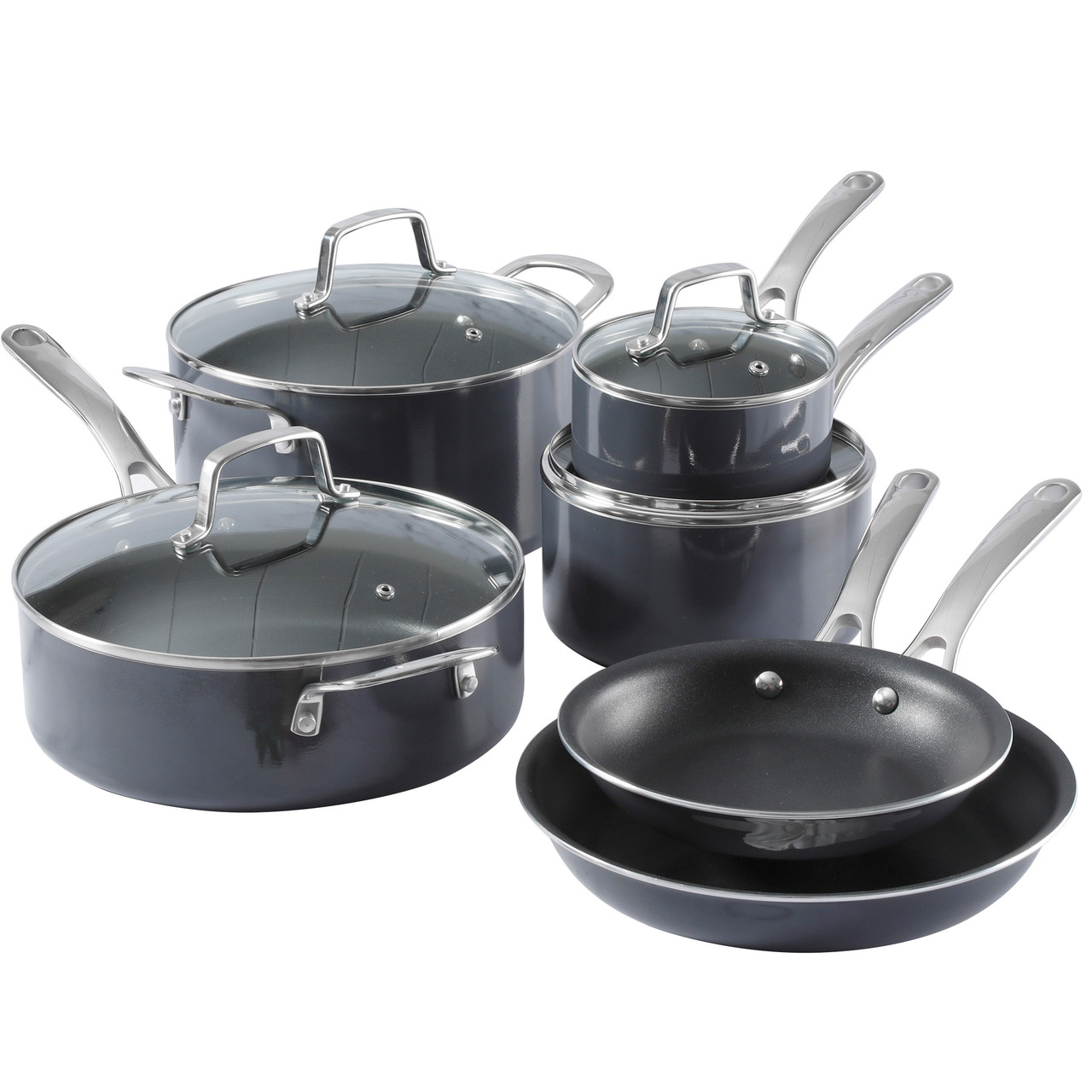 Martha Stewart Lockton 10 Piece Aluminum nonstick Cookware Set in White