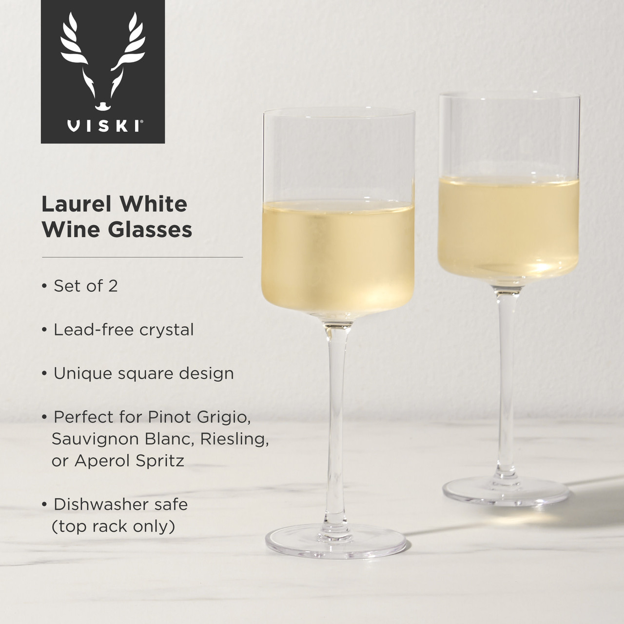 Laurel Crystal White Wine Glasses Set of 2