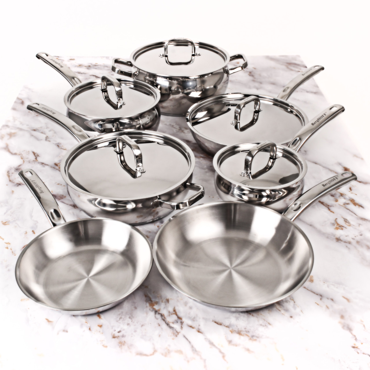 BergHOFF Essentials Comfort 7 piece 18/10 Stainless Steel Cookware Set