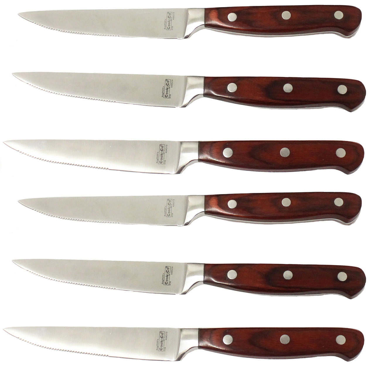 BergHOFF Pakka Wood 12 Stainless Steel Steak Knives, Set of 6