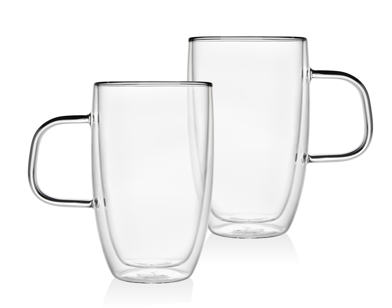  Double Wall Glass Coffee Mugs Set of 2, 16 oz