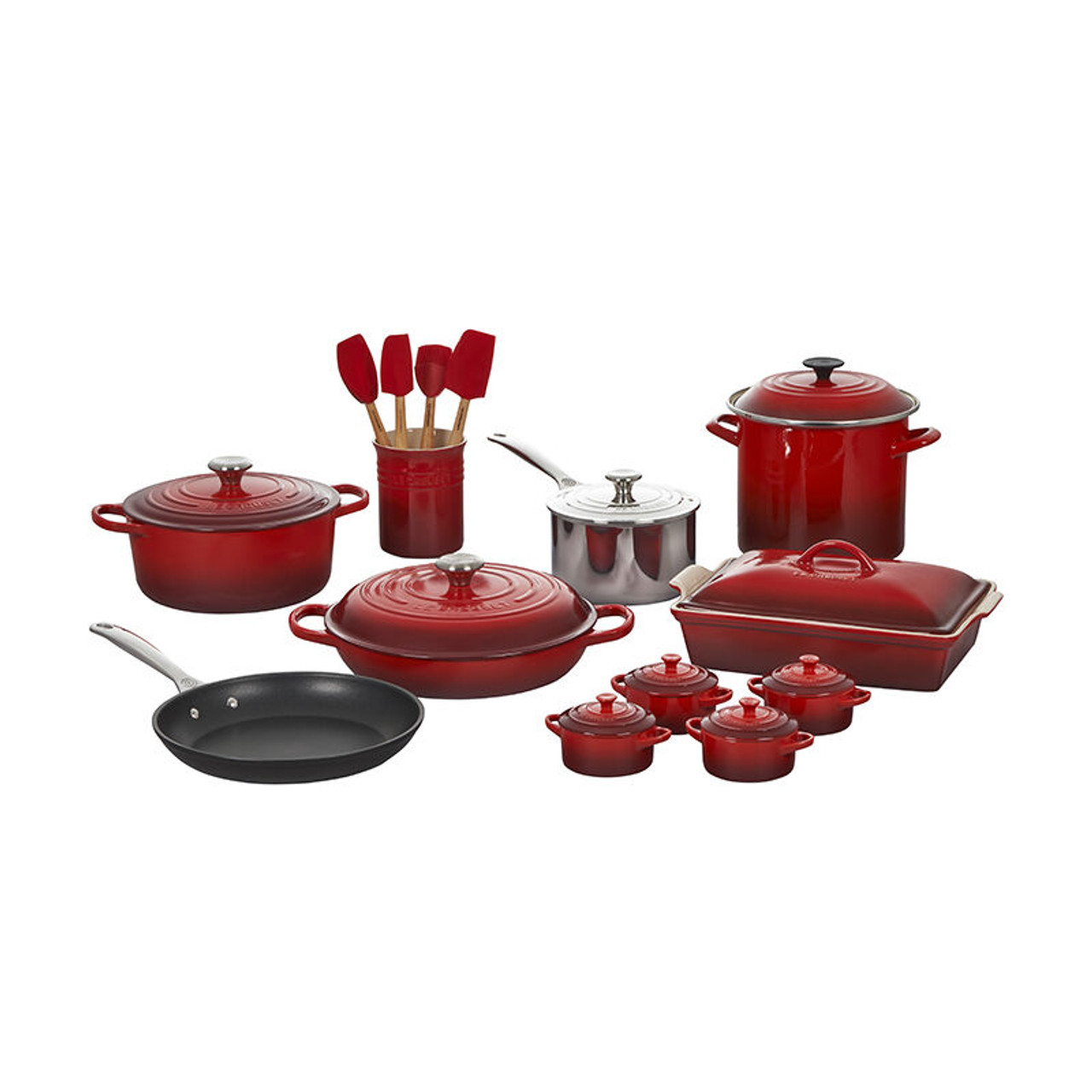 Le Creuset Craft Series 5-Piece Utensil Set with Crock, Cerise