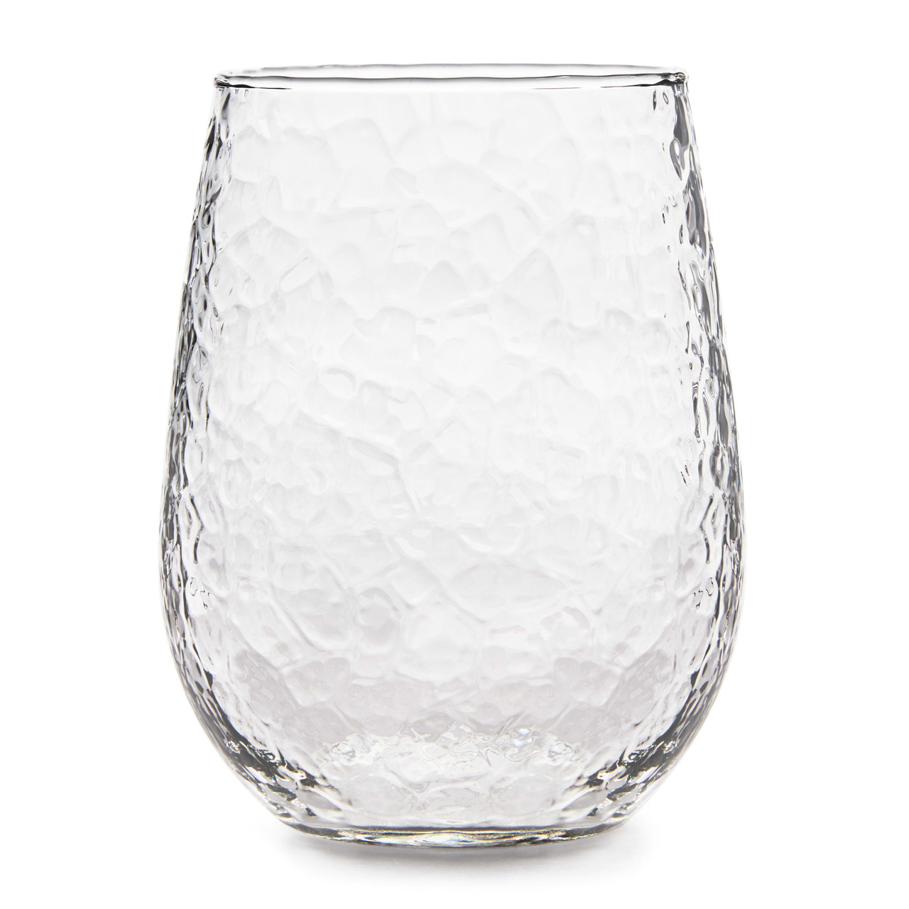 Libbey Hammered Base All-Purpose Stemless Wine Glass, 17.75-ounce, Set of 8