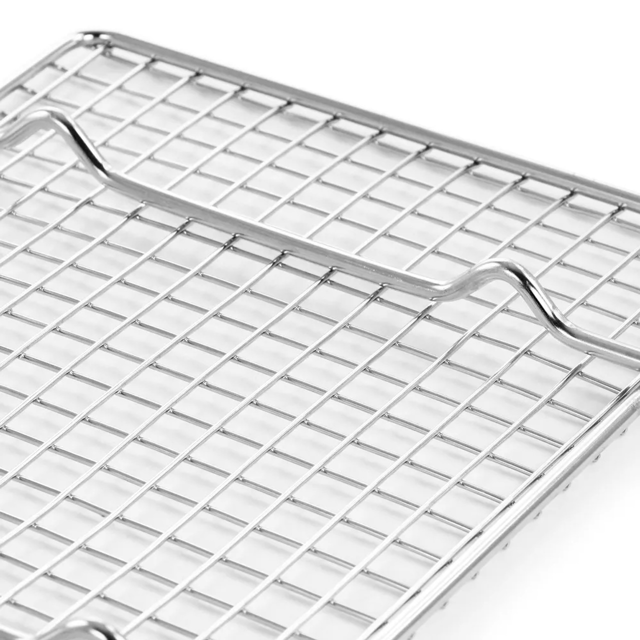 Baker's Mark Half Size Non-Stick 18 Gauge 13 x 18 Wire in Rim Aluminum  Sheet Pan with Stainless Steel Footed Cooling Rack