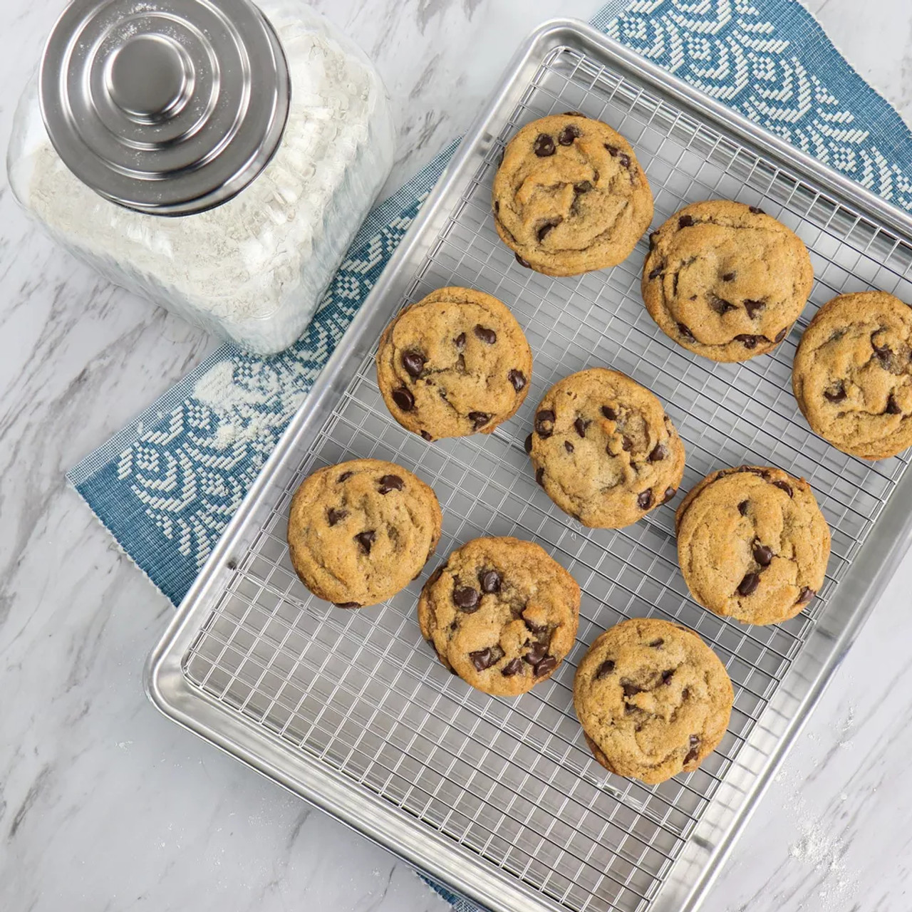 Oster Baker's Glee Stainless Steel 13in Cookie Sheet and 12in Cooling Rack  Bakeware Set in Silver