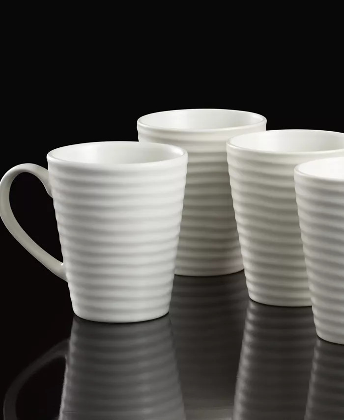 Ridge Stoneware Mugs, Set Of 4