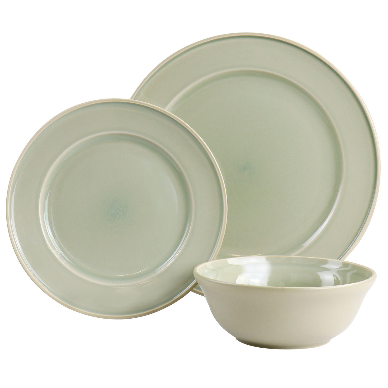 Martha Stewart 12-Piece Reactive Glaze Dinnerware Set-Blue