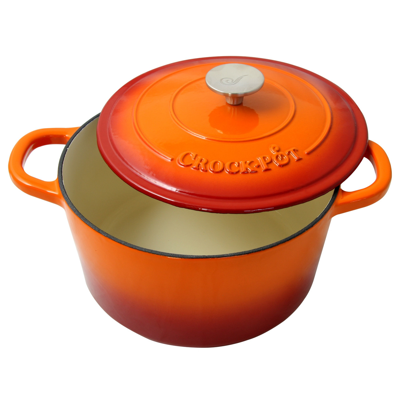 Crock Pot Zesty Flavors 5 Quart Round Enameled Cast Iron Dutch Oven in  Sapphire - 9160683