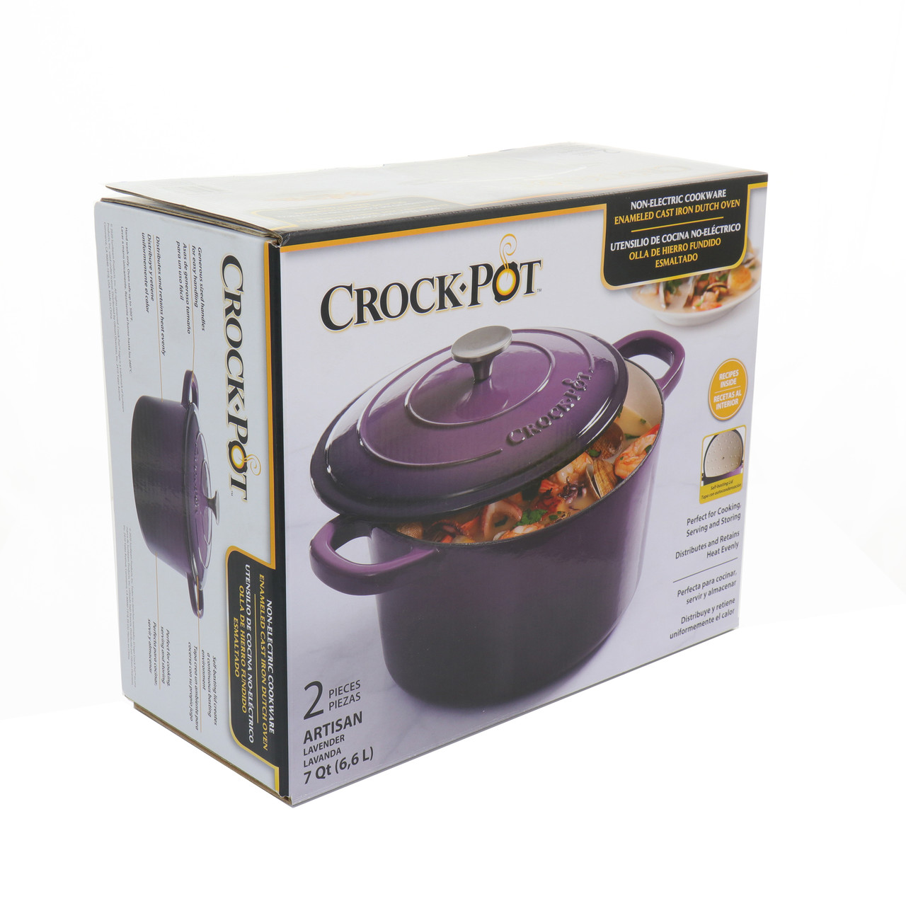 Crock-Pot Artisan 7 Quart Enameled Cast Iron Dutch Oven w Lid