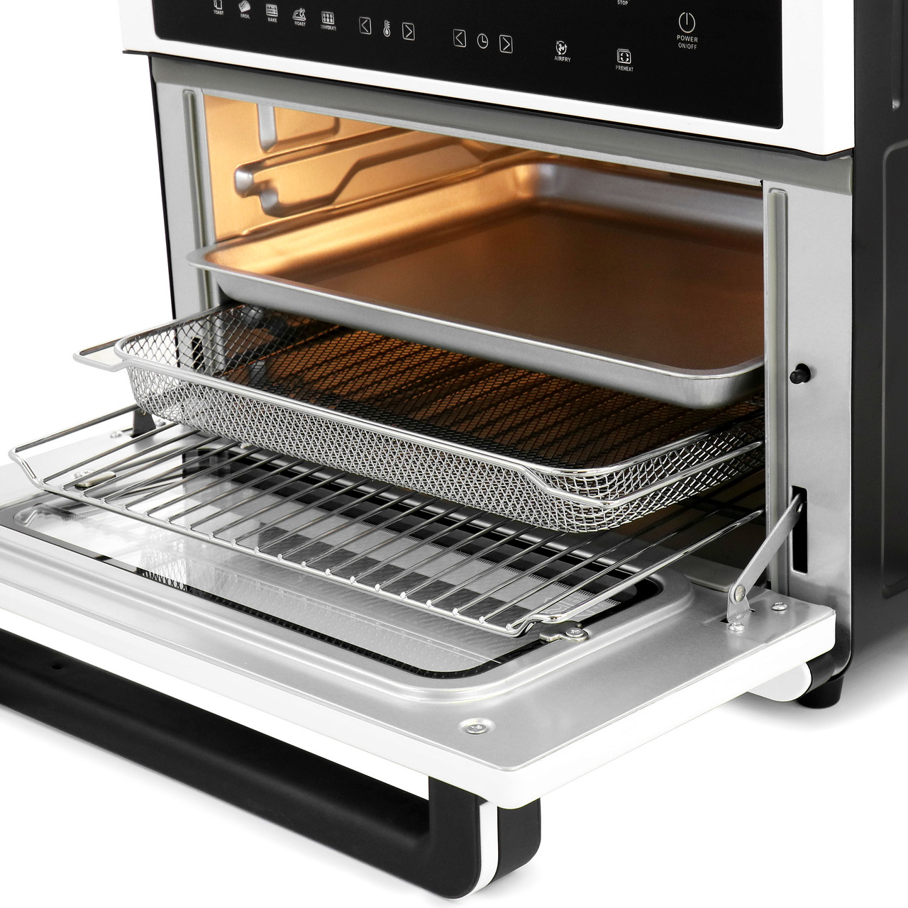 MegaChef Multipurpose Countertop Halogen Oven Air Fryer-Rotisserie-Roaster in Black