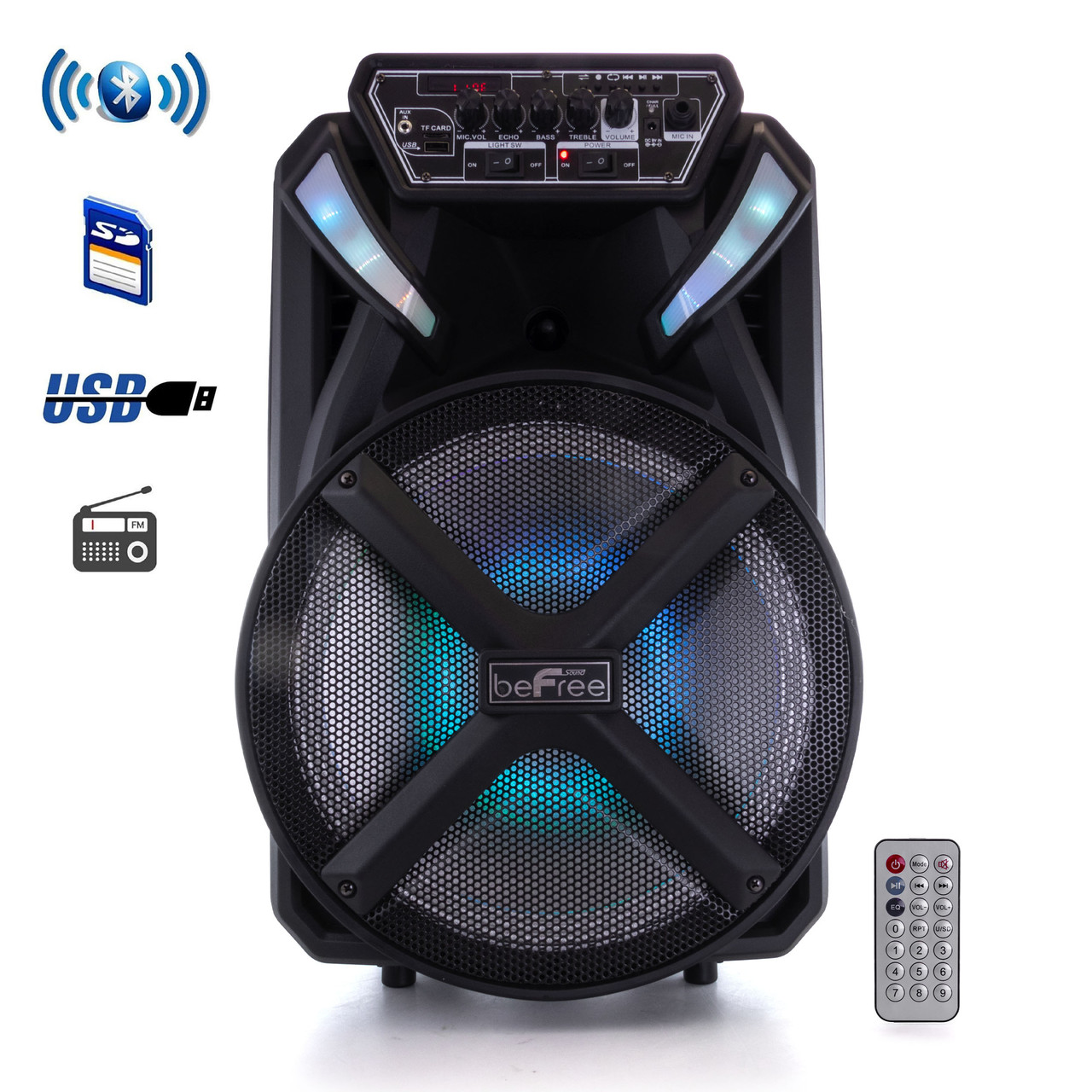beFree Sound 12 Inch 2500 Watt Bluetooth Rechargeable Portable Party PA  Speaker