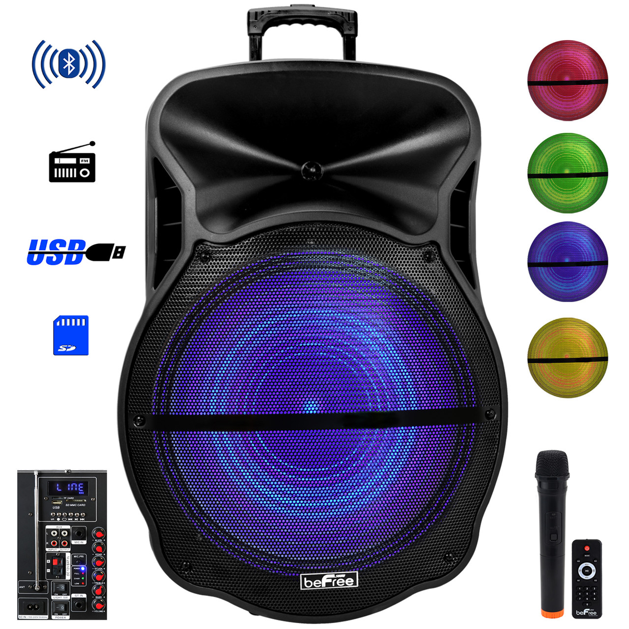 beFree Sound 18 Inch Bluetooth Portable Rechargeable Party Speaker