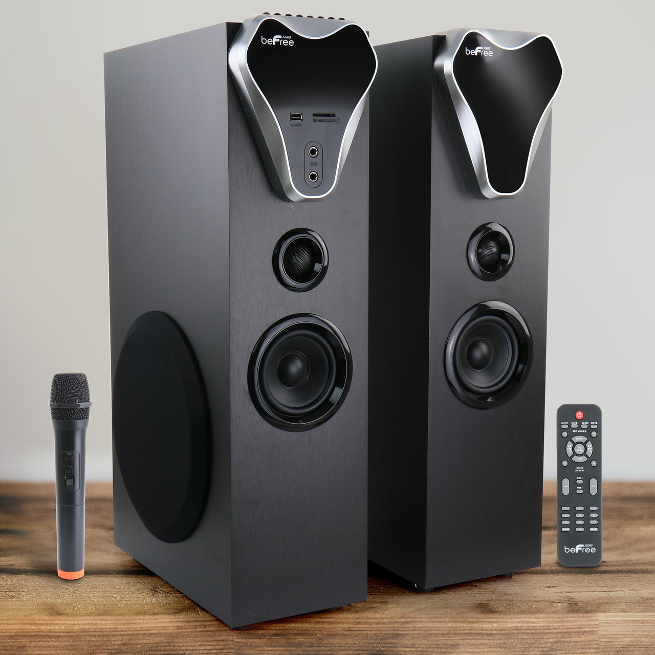 beFree Sound 2.1 Channel Bluetooth Tower Speakers with Optical Input Black BFS-800 beFree Sound 2.1 Chanell Bluetooth Tower Speakers - 20587700 | HSN