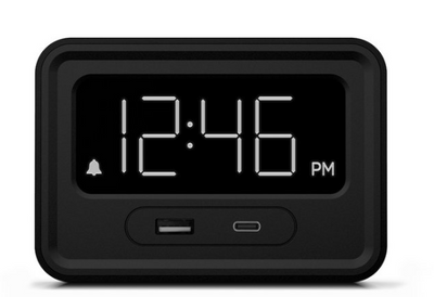 Station E Alarm Clock with Dual USB Outlets, USB-C Charging and USB-A  Universal Charger