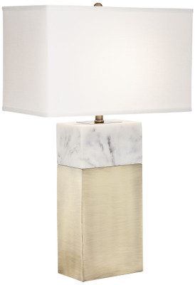 Faux Marble with Ant Brass Metal Table Lamp