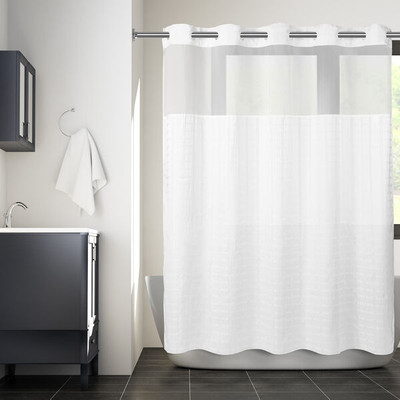 Hookless® Boxed Stripe Shower Curtain with  Sheer Poly Window (Pack of 12)