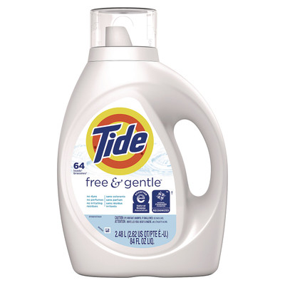 Tide Free & Gentle Liquid Laundry Detergent, 64 Loads, 84 oz Bottle (Case of 4)