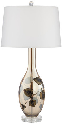 Flower Pattern Embossed Art Glass Table Lamp