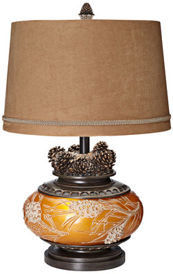 Amber Pine Cone with Nit Elite Table Lamp