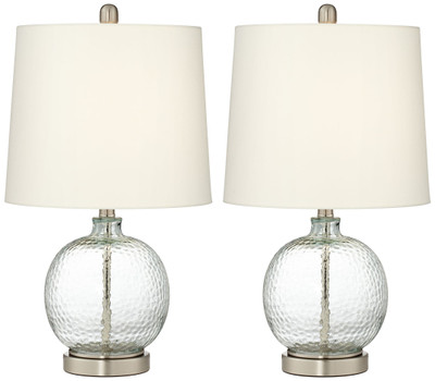 Round glass and metal Table Lamp (set of 2)