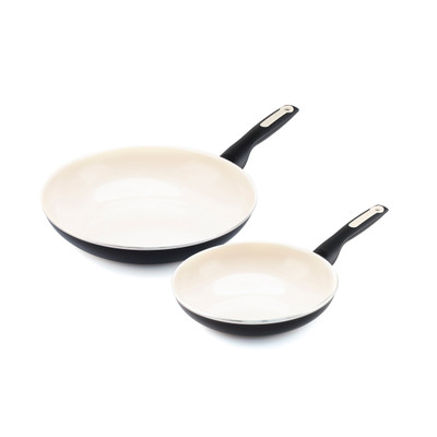 GreenPan Rio Ceramic Nonstick 8" and 10" Frypan Set | Black