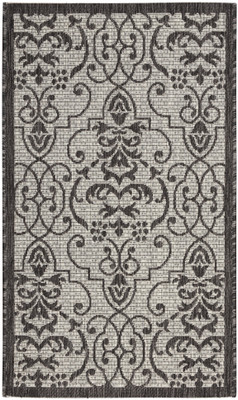 Inhaven Garden Party Ivory/Charcoal Transitional Indoor/Outdoor Rug