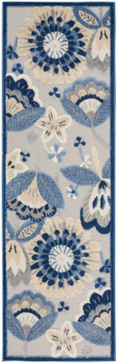 Inhaven Aloha Floral Blue/Grey Indoor/Outdoor Rug