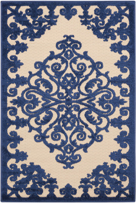 Inhaven Aloha Medallion Navy Indoor/Outdoor Rug