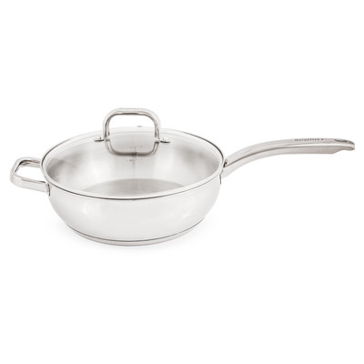 BergHOFF Belly Shape 18/10 Stainless Steel Deep Skillet with Glass Lid, 9.5"